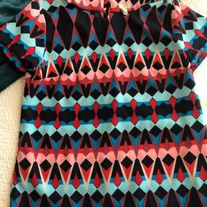 J.Crew Factory Blue/Red Jewel Blouse